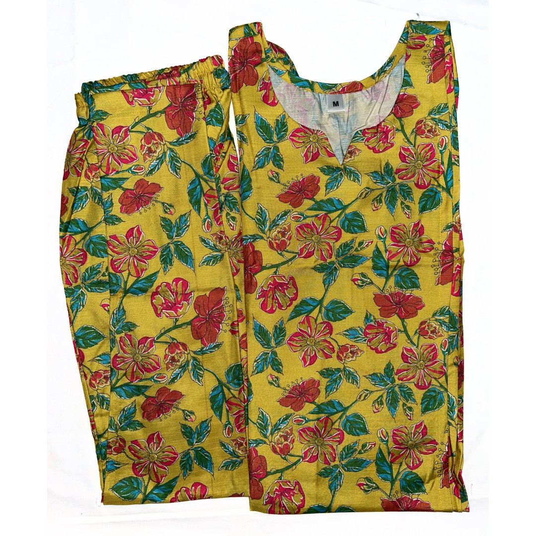 Yellow Floral Printed Co-ord Set
