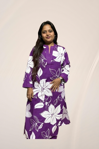 Purple & White Floral Cotton Co-ord Set