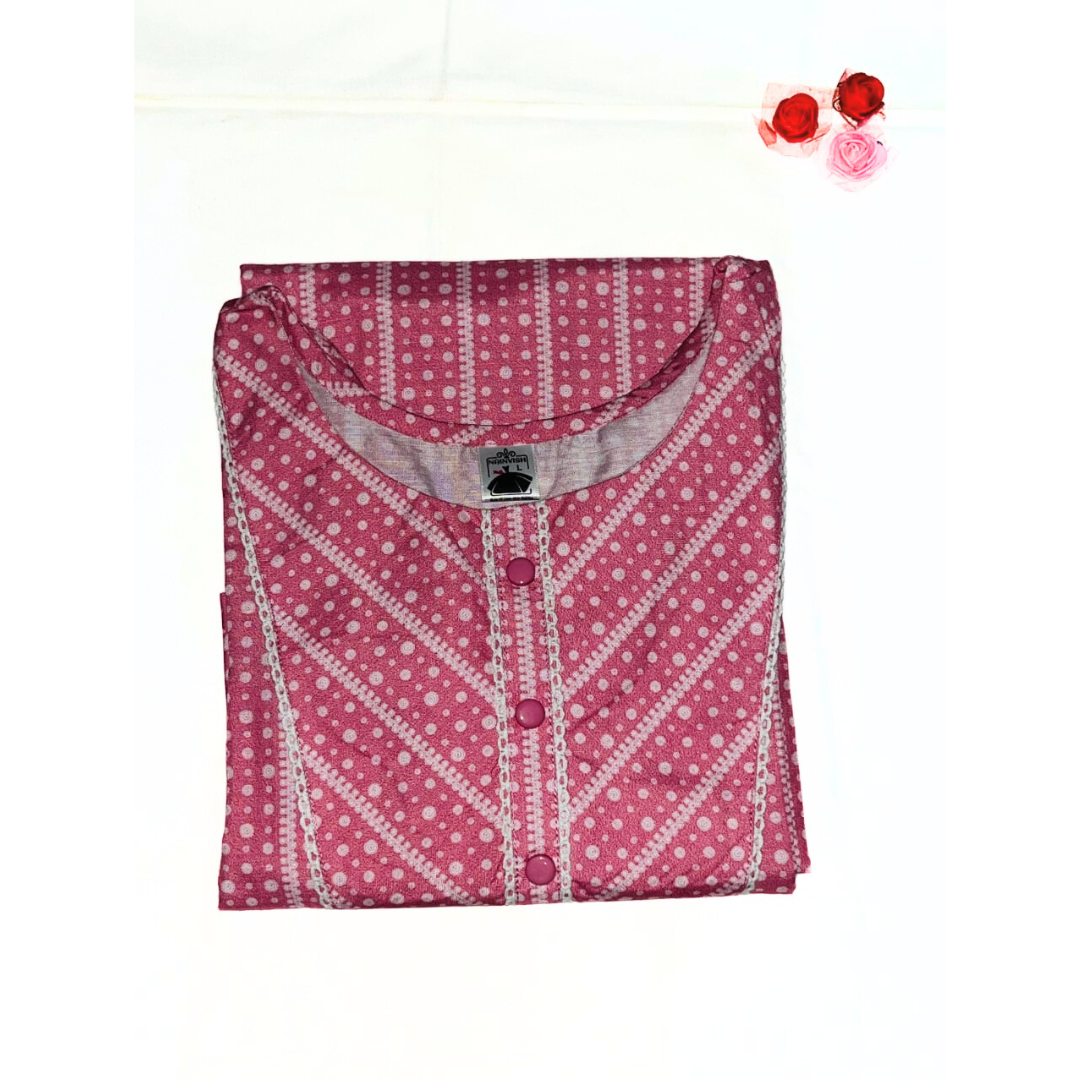 Pink Printed Cotton Kurta