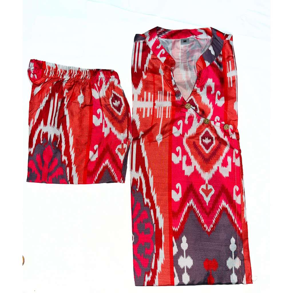 Red ikat-inspired Co-ord Set