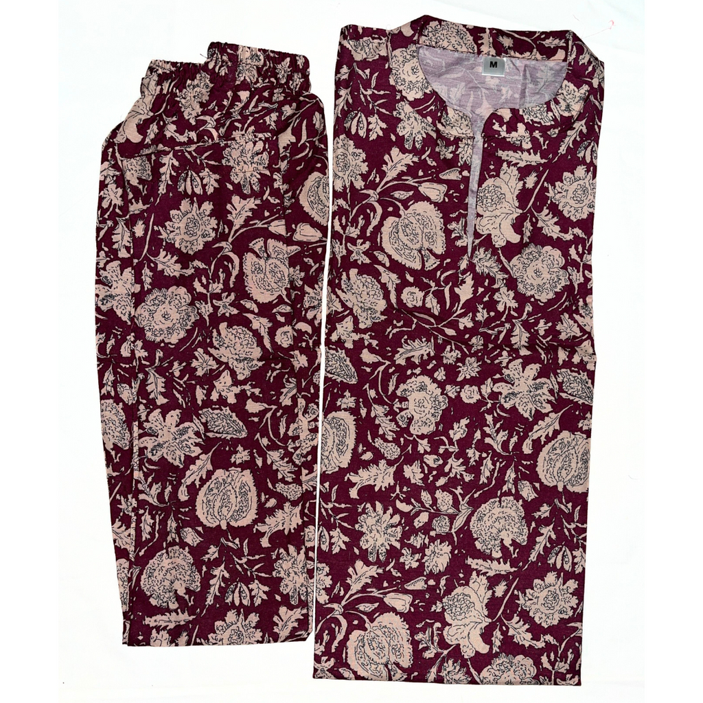 Maroon Floral Printed Co-ord Set