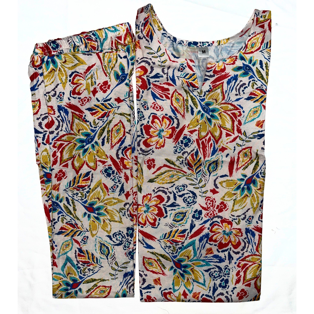 Multi-Color Floral Printed Co-ord Set