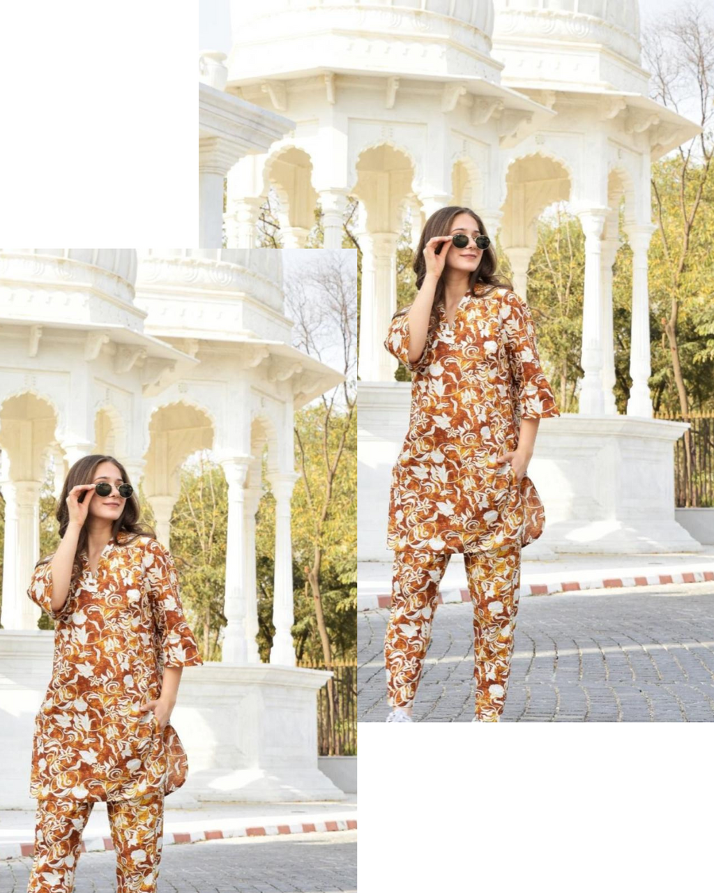 Brown Floral Printed Co-ord Set,