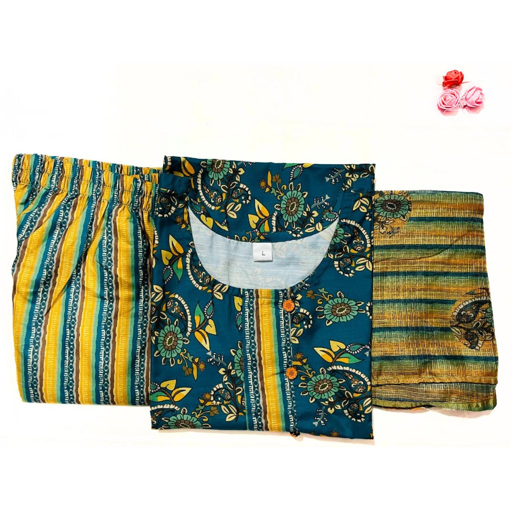 Green Floral Prints in Yellow and Green