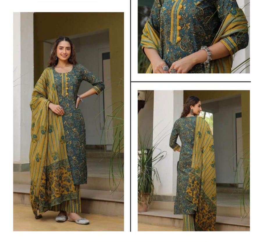 Green Floral Prints in Yellow and Green