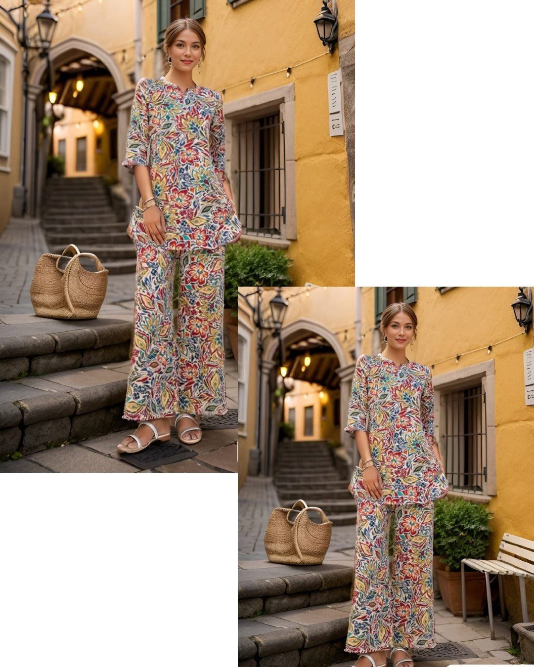Multi-Color Floral Printed Co-ord Set