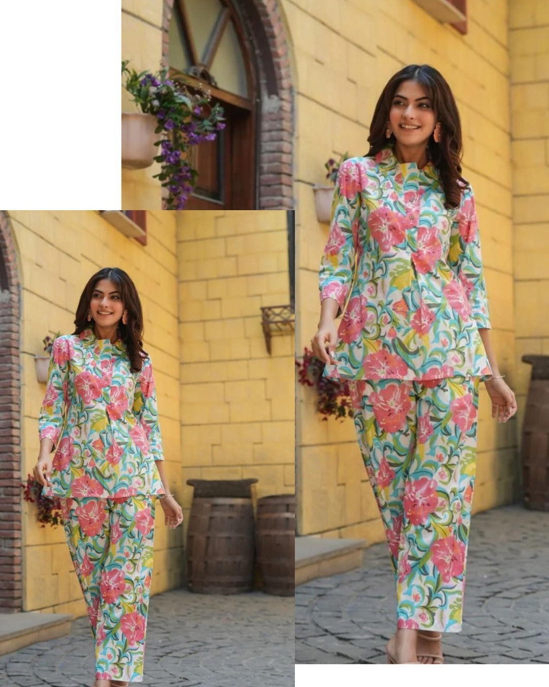 White Base Floral Co-ord Set