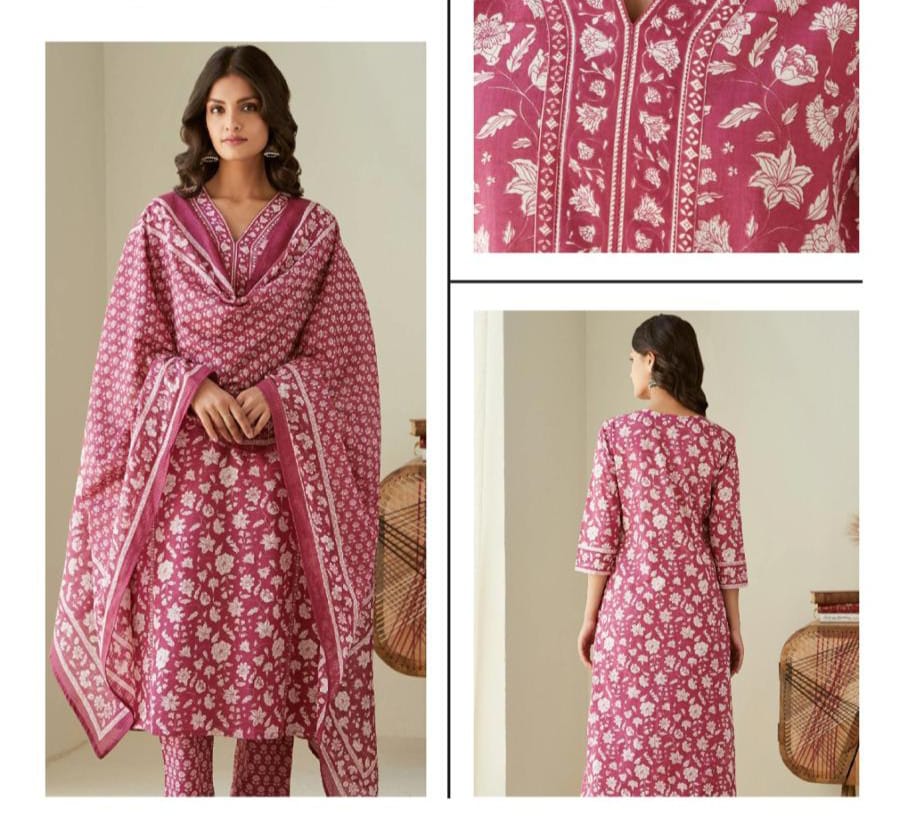 Maroon Printed 3 Piece Suit