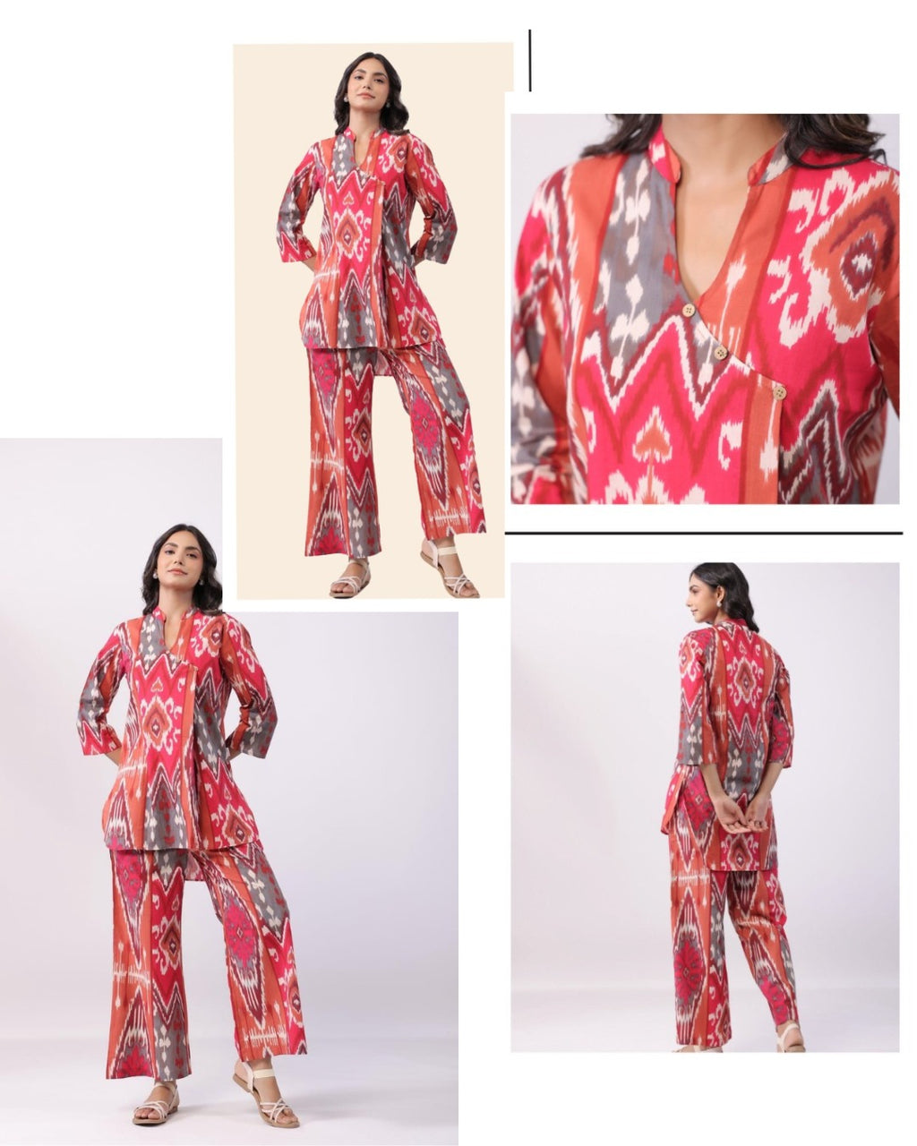 Red ikat-inspired Co-ord Set