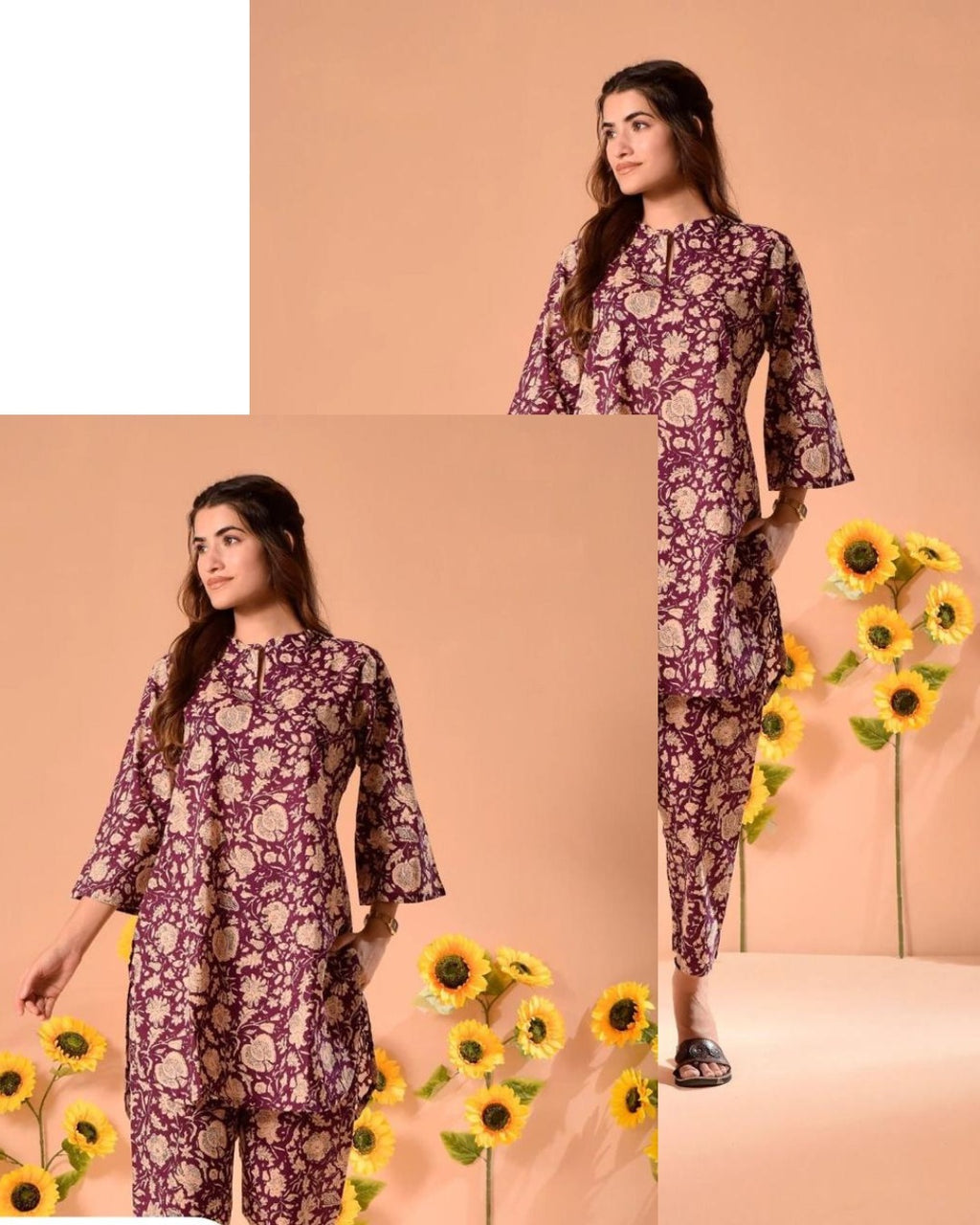 Maroon Floral Printed Co-ord Set