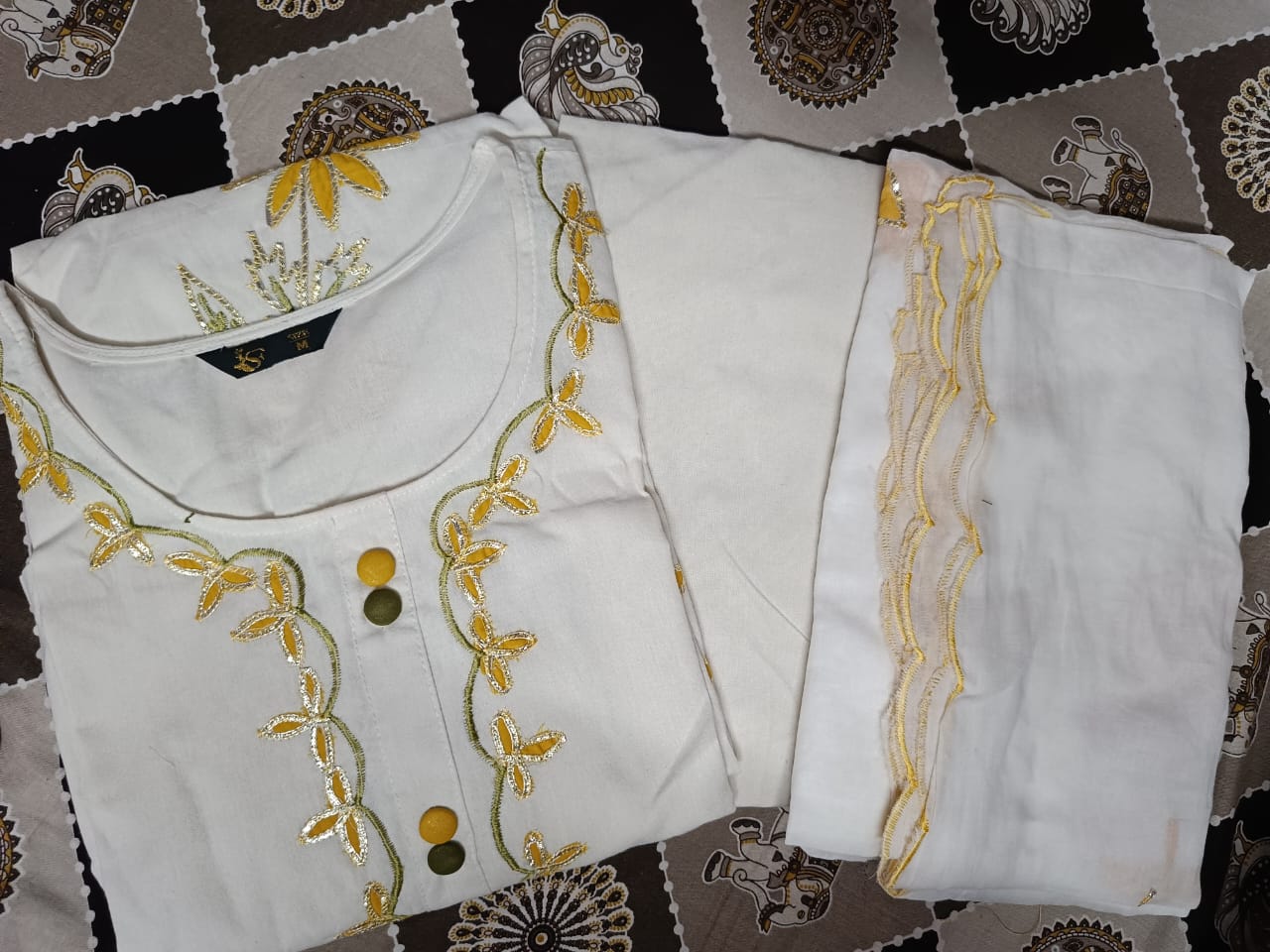 White Yellow Gotta Patti Suit