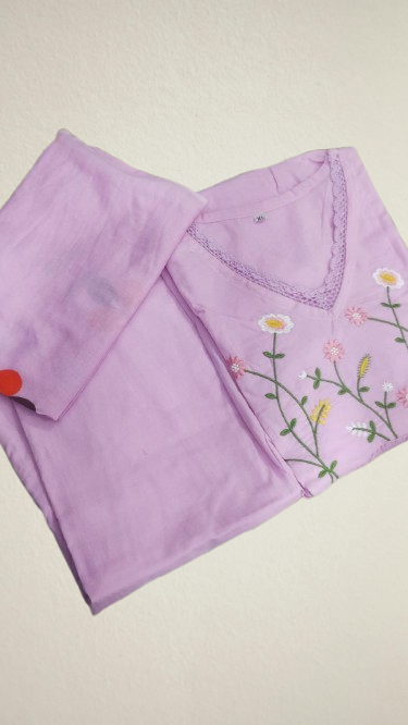 Pink Anarkali Cotton Kurta Set